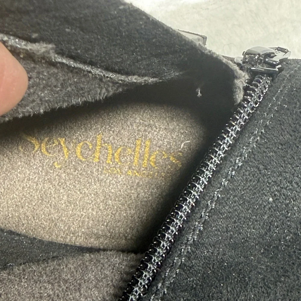 Seychelles Black Over the Knee Fabric Block Heel Boots Womens 7 Side Zip Pointed